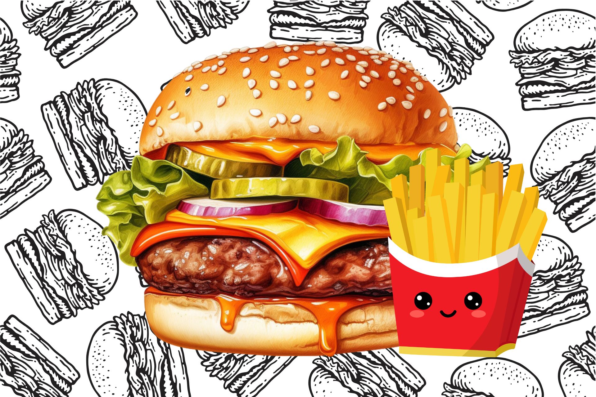 Burger Bobas z frytkami